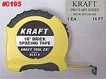 Kraft 16' Brick Mason's Space Markings Spacing Tape Measure