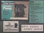 115 Volt Little Giant Submersible - 170 GPH Wet Saw Pump