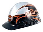 Harley Davidson Construction Safety Hard Hat - Silver W/Flames