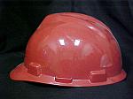 Mine Safety Appliances Hard Hat MSA Red W/Staz-On Pin-Lock Suspension System