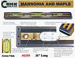 36" Crick Five Piece Laminate Hardwood Masonry & Construction Builders Carpenters Masons Level With Rubber End Cushions & Green Vials