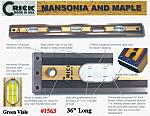 36" Crick Standard Three Piece Laminate  Masonry & Construction Builders Carpenters Level With Rubber End Cushions & Green Vials