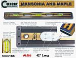 42" Crick Five Piece Laminate Hardwood Masonry & Construction Builders Carpenters Level With Rubber End Cushions & Green Vials