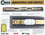 48"  Crick Standard Three Piece Laminate Masonry Construction Builders Carpenters Masons Hardwood Level With Green Vials