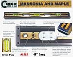 48" Crick Five Piece Laminate Hardwood Masonry & Construction Builders Carpeners Level With Rubber End Cushions & Green Vials